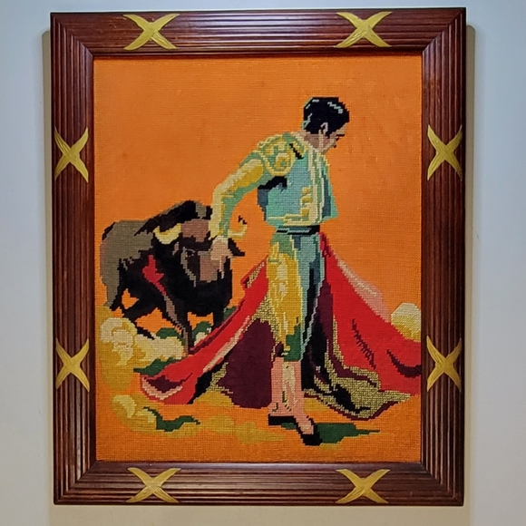 70s Matador🐂 and 💃Salsa Dancers💃 needlepoint 3pc set - Picture 6 of 7